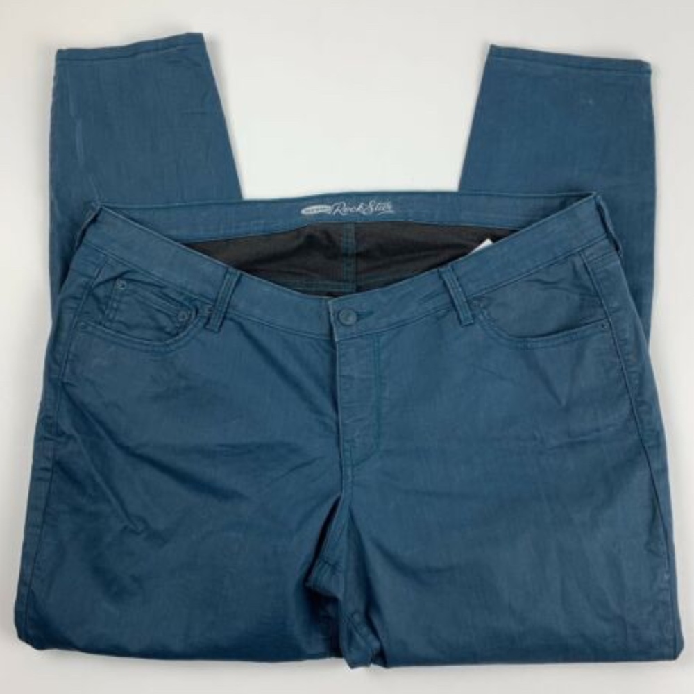 Womens 18 Reg Green Pants Rockstar Coated? Hi Rise